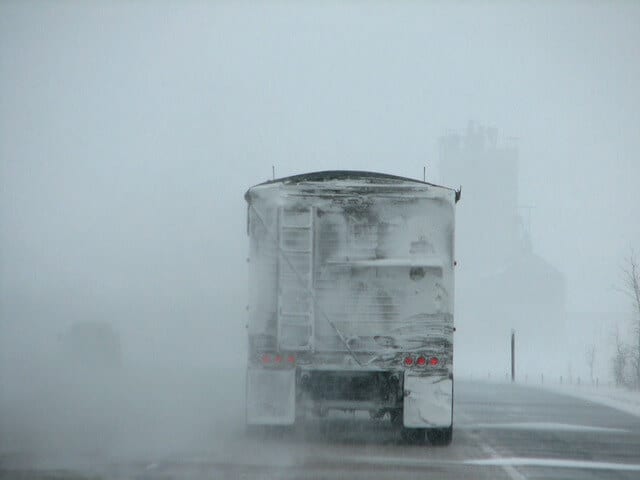 Image of lorry in snow